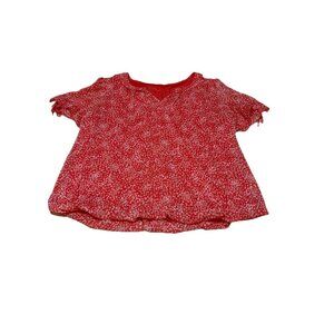 Tamara H Blouse Women 1X Pink Floral Flutter Sleeve V Neck